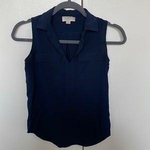 Collared sleeveless blouse in navy